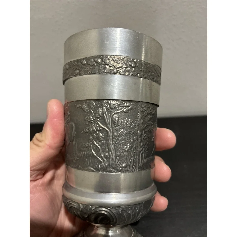 Vintage Mullingar Ireland Pewter Goblet with Deers - Picture 4 of 16
